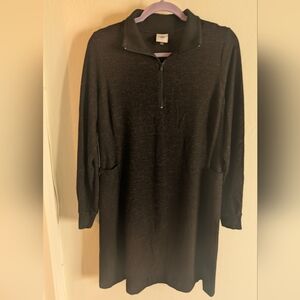 CAbi Woman's Black And Orange Quarter Zip Sweater Dress